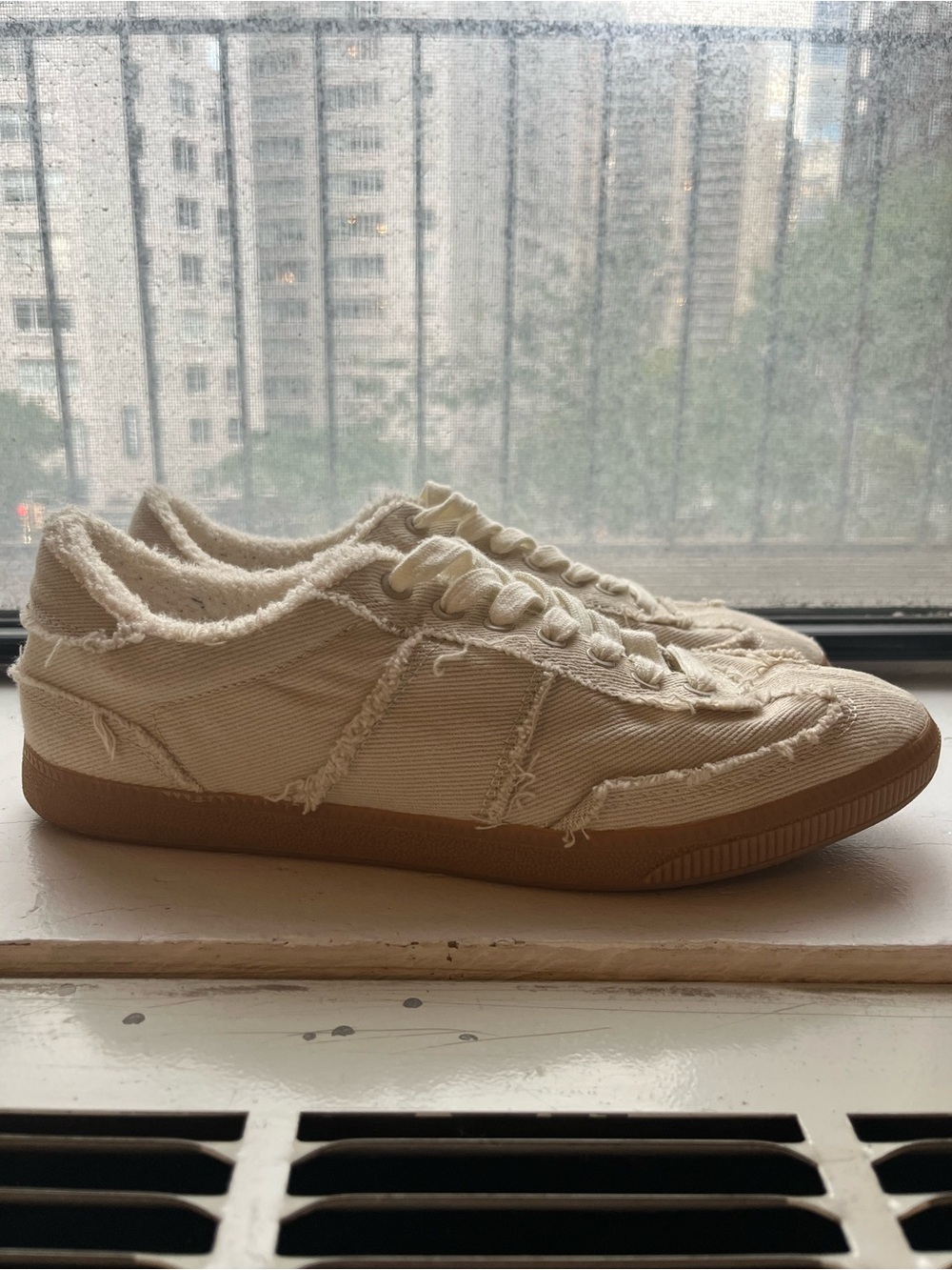Mango Frayed-Trim Canvas Sneakers